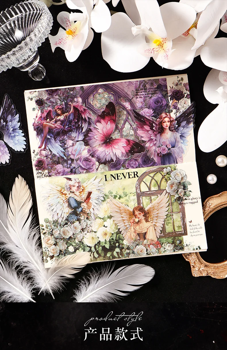 10pcs/1lot Kawaii Scrapbook Sticker Wings of the Dark Night Scrapbooking Supplies Planner Decorative Stationery Sticker