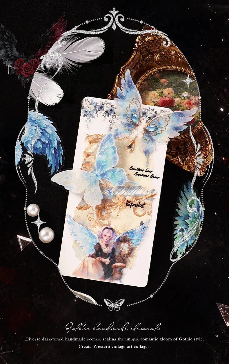 10pcs/1lot Kawaii Scrapbook Sticker Wings of the Dark Night Scrapbooking Supplies Planner Decorative Stationery Sticker