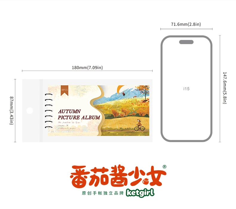 Journal GO 48pcs Autumn Picture Album Stickers Journal Diy Scrapbooking Supplies Diary Planner Album Aesthetic Stationery Decals