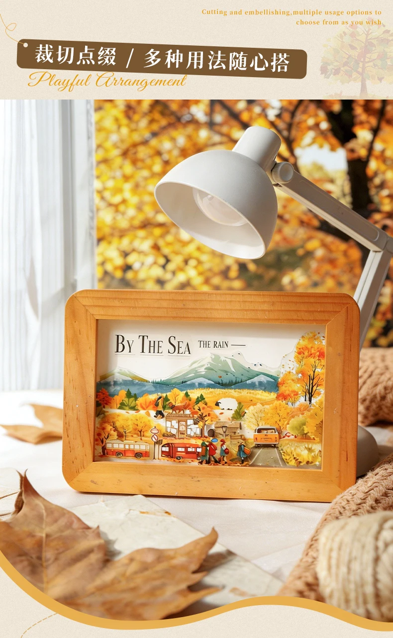 Journal GO 48pcs Autumn Picture Album Stickers Journal Diy Scrapbooking Supplies Diary Planner Album Aesthetic Stationery Decals