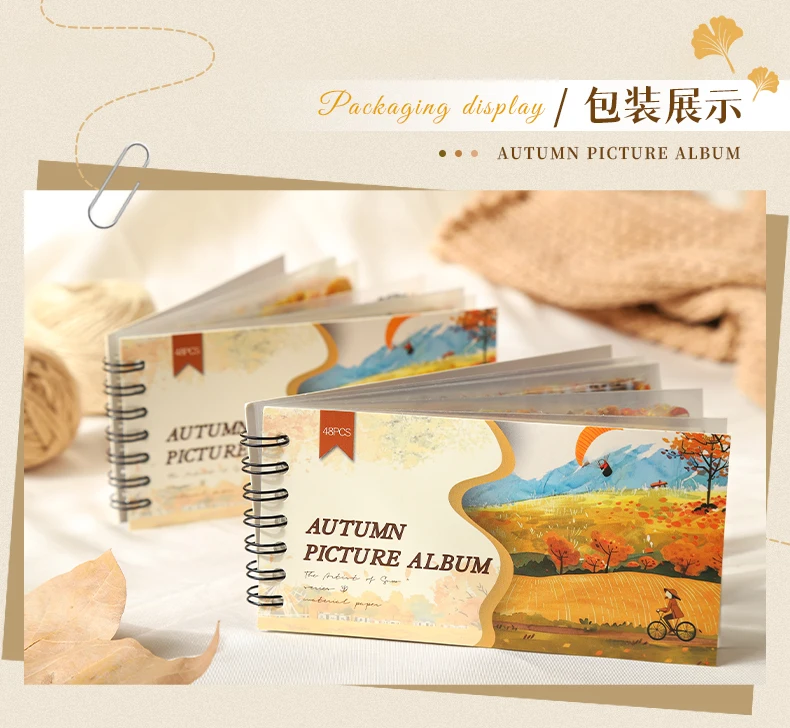 Journal GO 48pcs Autumn Picture Album Stickers Journal Diy Scrapbooking Supplies Diary Planner Album Aesthetic Stationery Decals