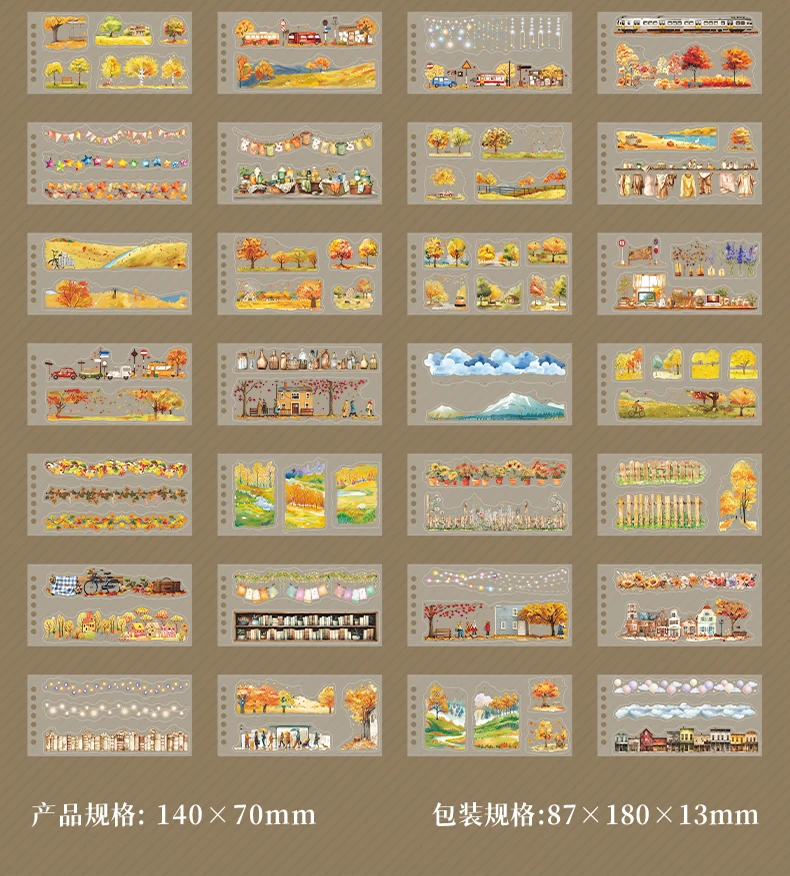 Journal GO 48pcs Autumn Picture Album Stickers Journal Diy Scrapbooking Supplies Diary Planner Album Aesthetic Stationery Decals