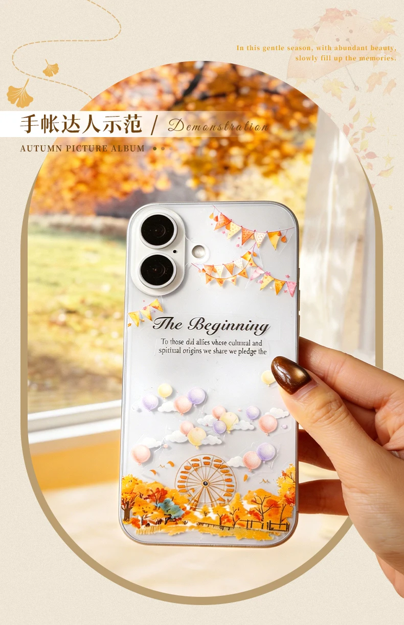 Journal GO 48pcs Autumn Picture Album Stickers Journal Diy Scrapbooking Supplies Diary Planner Album Aesthetic Stationery Decals