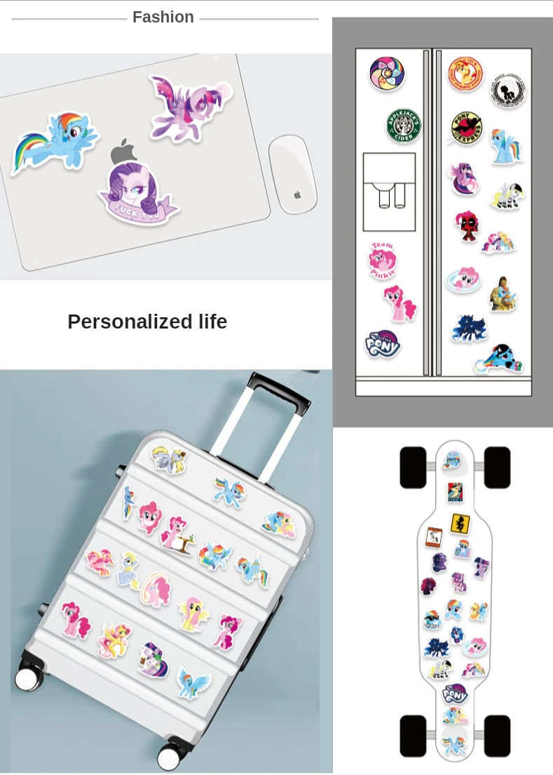 50Pcs Pony Stickers Cute Cartoon Stickers Mobile Phone Cup Notebook Waterproof Decorative Hand Account Stickers