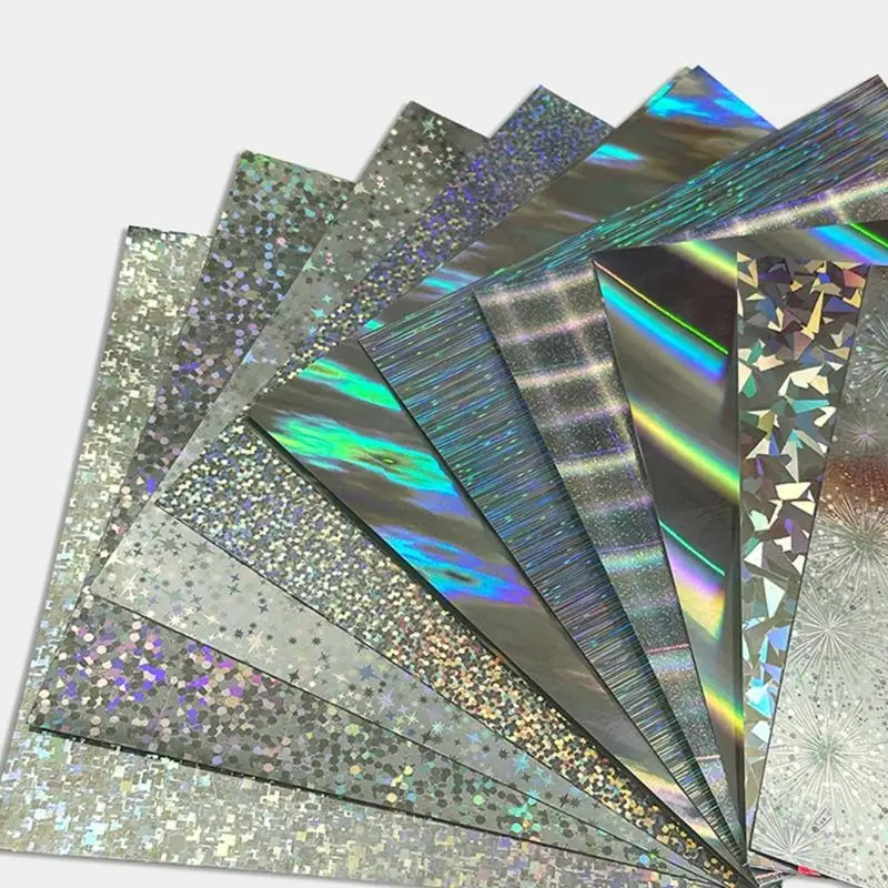 20 Sheets Glittering Paper Reflective Plastic Sheet for Art Craft Scrapbooking H8WD
