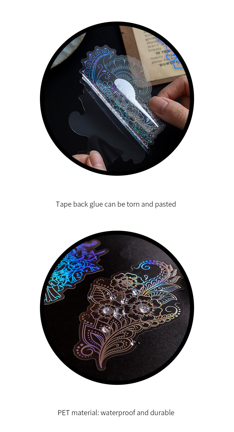 10Pcs/Bag Vintage Laser Animal Sticker Art Aesthetic Feather Hand Account Decoration Stationery Sticker 8 Styles