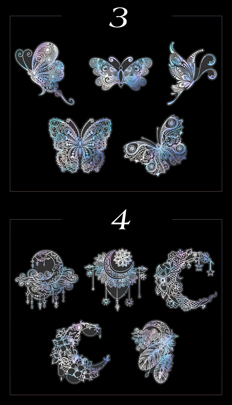 10Pcs/Bag Vintage Laser Animal Sticker Art Aesthetic Feather Hand Account Decoration Stationery Sticker 8 Styles
