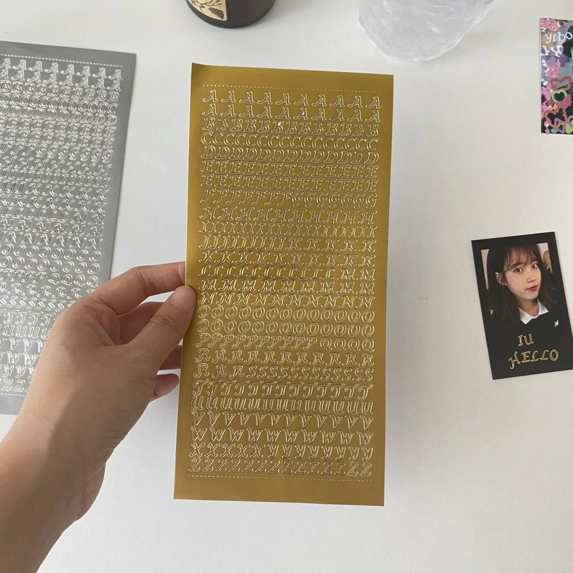 Mengtai 1pcs English letter Digital Decorative Gold Sticker Scrapbooking diy Label Diary Korean Stationery Album Journal Planner