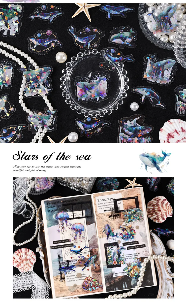 30cps/lot Kawaii Scrapbook Stickers ocean stars DIY Journaling Scrapbooking Supplies Decorative Stationery Sticker