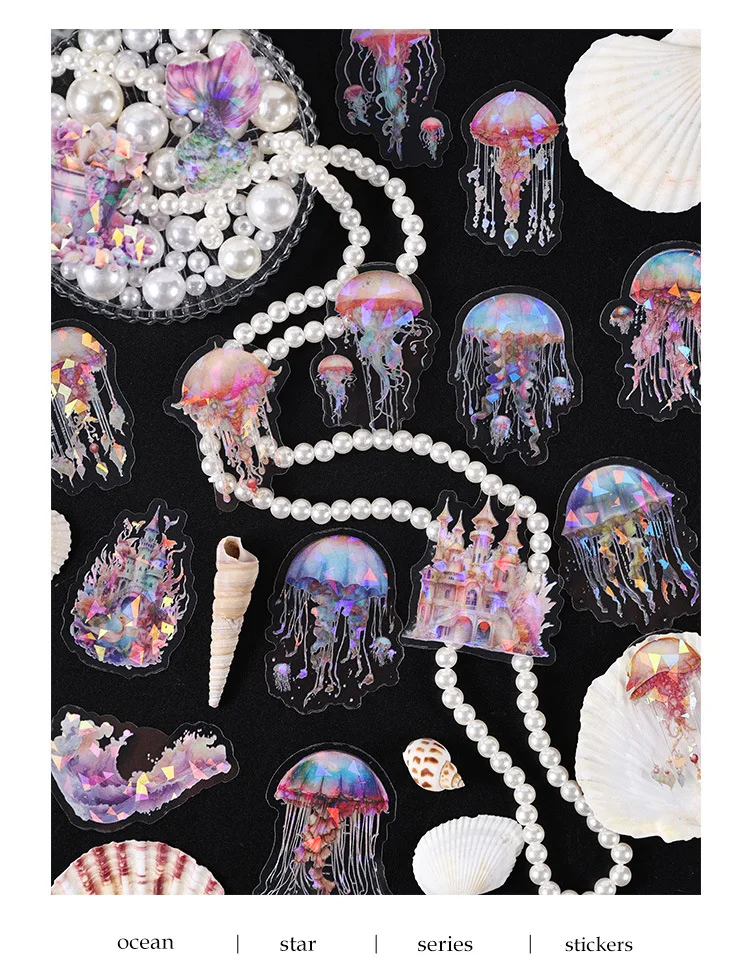 30cps/lot Kawaii Scrapbook Stickers ocean stars DIY Journaling Scrapbooking Supplies Decorative Stationery Sticker