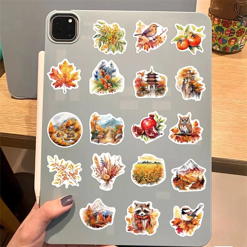 10/30/50PCS Cute Autumn Harvest Decoration Scrapbooking Colorful PVC Sticker Aesthetic Stationery School Supplies for Kids