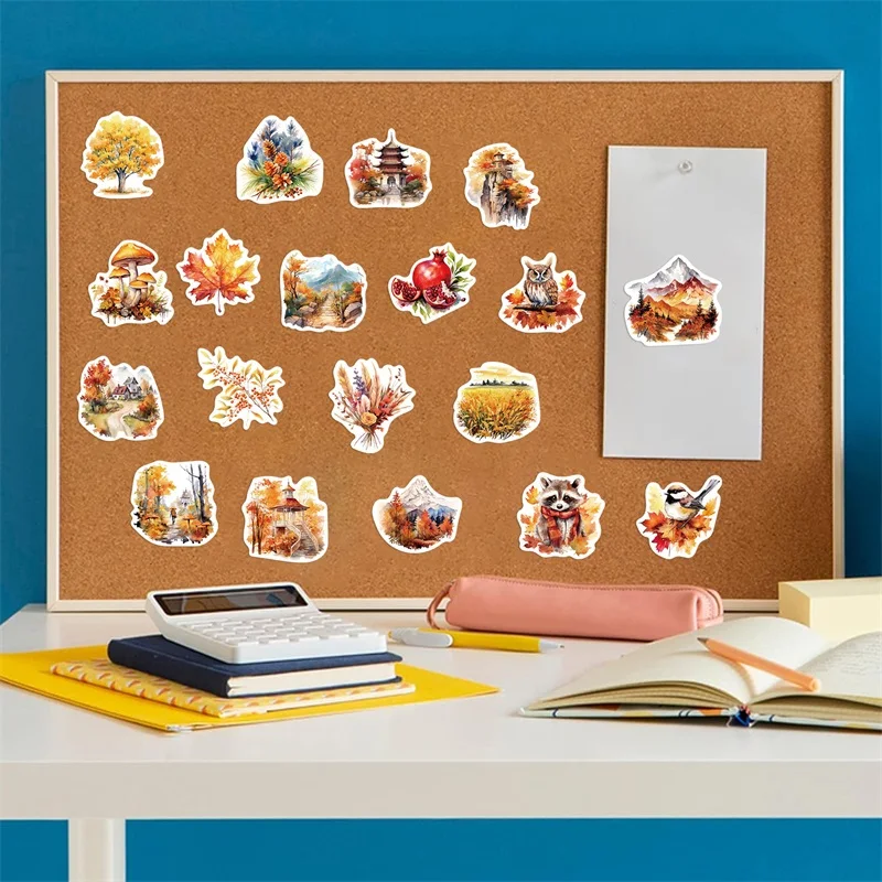 10/30/50PCS Cute Autumn Harvest Decoration Scrapbooking Colorful PVC Sticker Aesthetic Stationery School Supplies for Kids