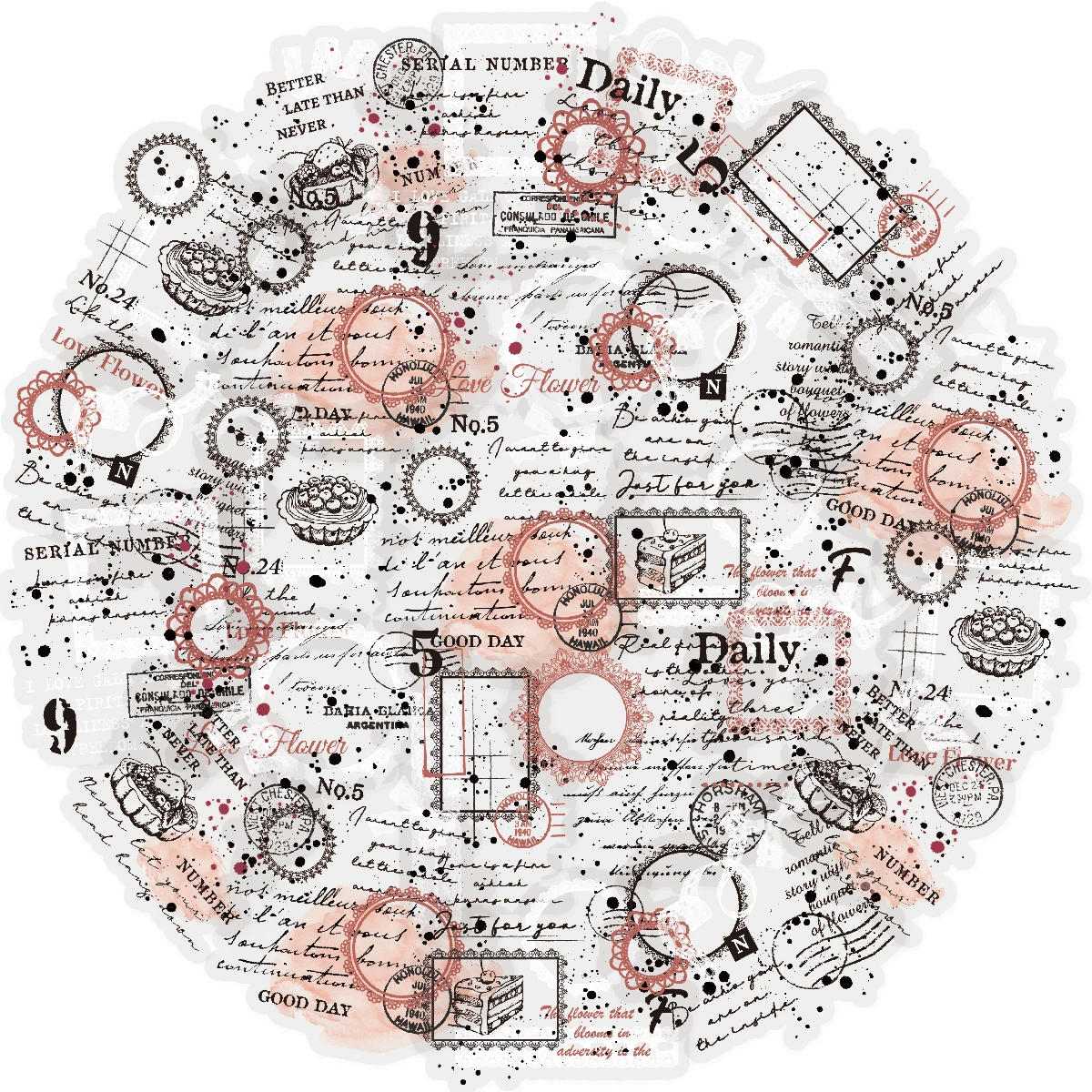 Etori Life Lace Trim 20Pcs Sweet Vintage Collage Stickers for a Relaxing Atmosphere, Suitable for Decorating Notebooks, Phone Stickers, Luggage, Photo Albums, Room Decor, Scrapbooking Supplies, DIY Crafts, Student Gift Bags, Artistic Parties, School Supplies, Children's Stationery Stickers
