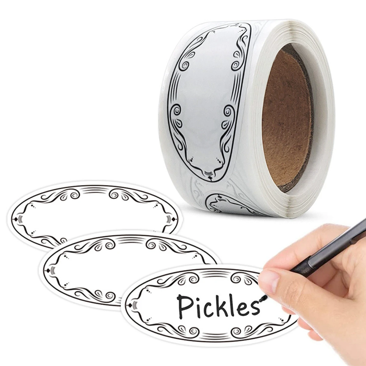 150Pcs Oval Canning Labels Blank Stickers for Food Containers Jars Kitchen Restaurant Storage Organization, Can Write, 1' X 2.25