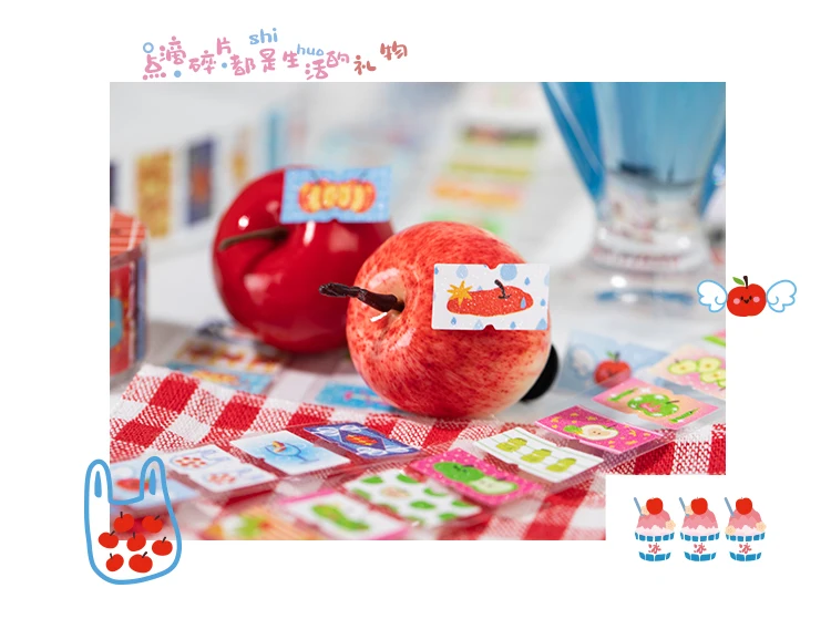 25mm * 2m/roll Apple Fantasy series Kawaii die cut label stickers DIY scrapbook decoration diary Junk Journal aesthetic stickers