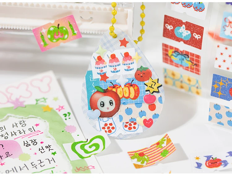 25mm * 2m/roll Apple Fantasy series Kawaii die cut label stickers DIY scrapbook decoration diary Junk Journal aesthetic stickers
