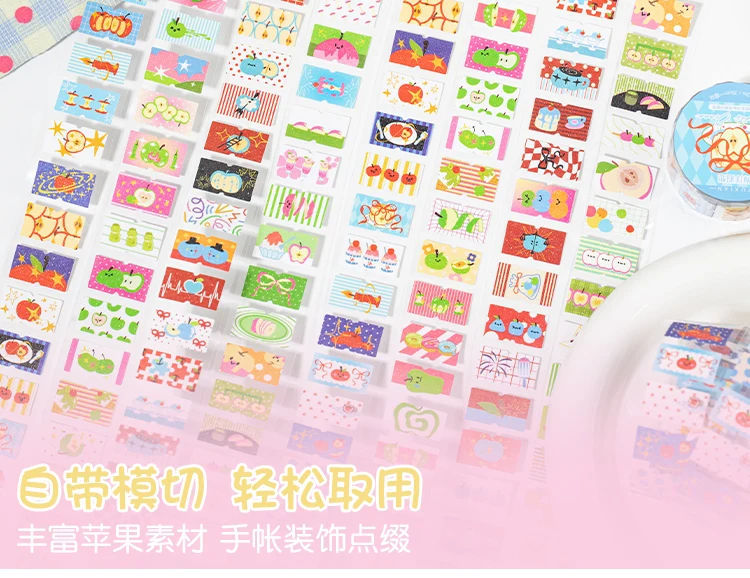 25mm * 2m/roll Apple Fantasy series Kawaii die cut label stickers DIY scrapbook decoration diary Junk Journal aesthetic stickers