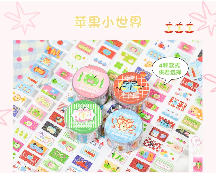 25mm * 2m/roll Apple Fantasy series Kawaii die cut label stickers DIY scrapbook decoration diary Junk Journal aesthetic stickers
