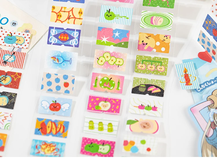 25mm * 2m/roll Apple Fantasy series Kawaii die cut label stickers DIY scrapbook decoration diary Junk Journal aesthetic stickers