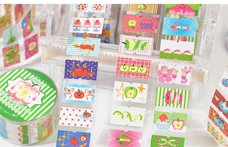 25mm * 2m/roll Apple Fantasy series Kawaii die cut label stickers DIY scrapbook decoration diary Junk Journal aesthetic stickers