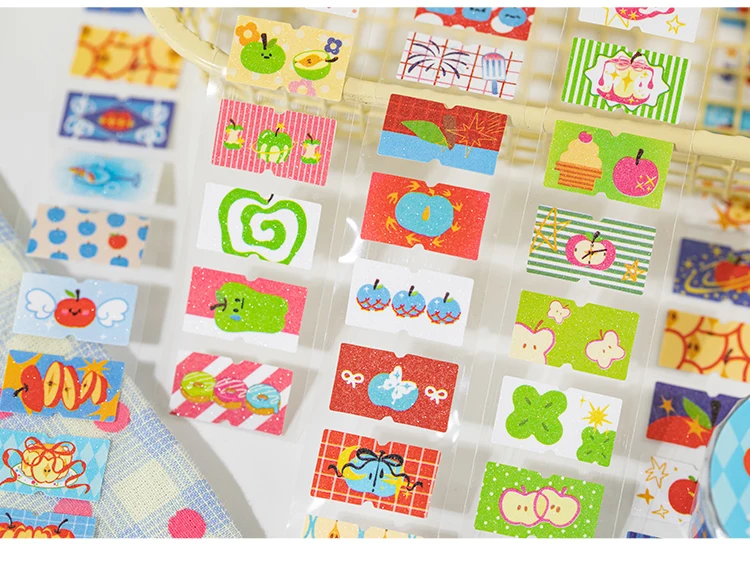 25mm * 2m/roll Apple Fantasy series Kawaii die cut label stickers DIY scrapbook decoration diary Junk Journal aesthetic stickers