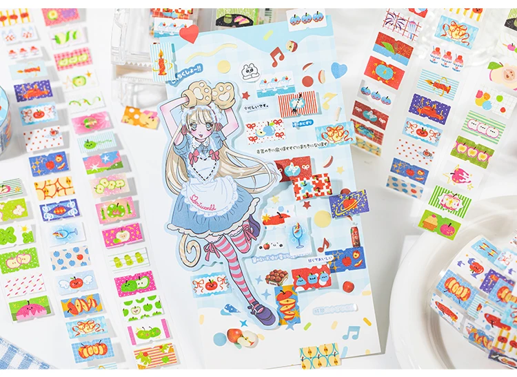 25mm * 2m/roll Apple Fantasy series Kawaii die cut label stickers DIY scrapbook decoration diary Junk Journal aesthetic stickers