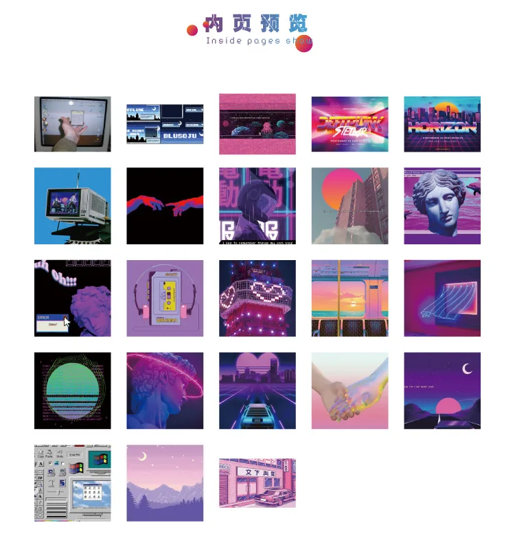 45Pcs/Box Purple Series Aesthetic Stickers for Children Decorative Squared Paper Diary & Stationery Sticker Set for Journals