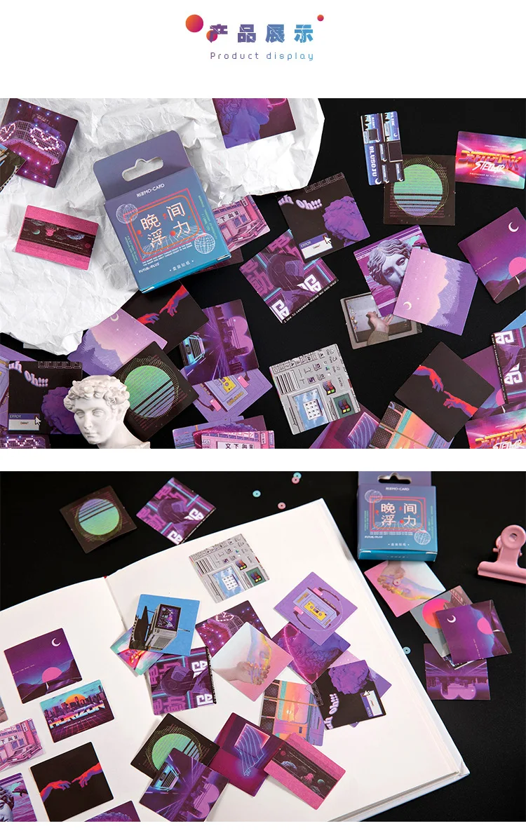 45Pcs/Box Purple Series Aesthetic Stickers for Children Decorative Squared Paper Diary & Stationery Sticker Set for Journals