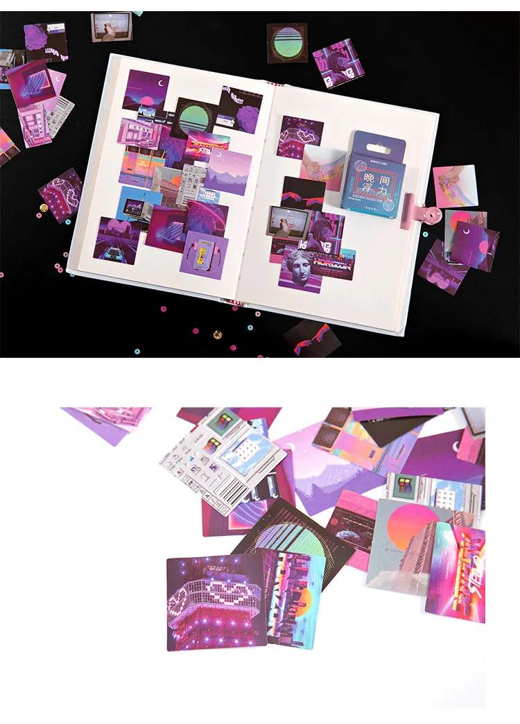 45Pcs/Box Purple Series Aesthetic Stickers for Children Decorative Squared Paper Diary & Stationery Sticker Set for Journals
