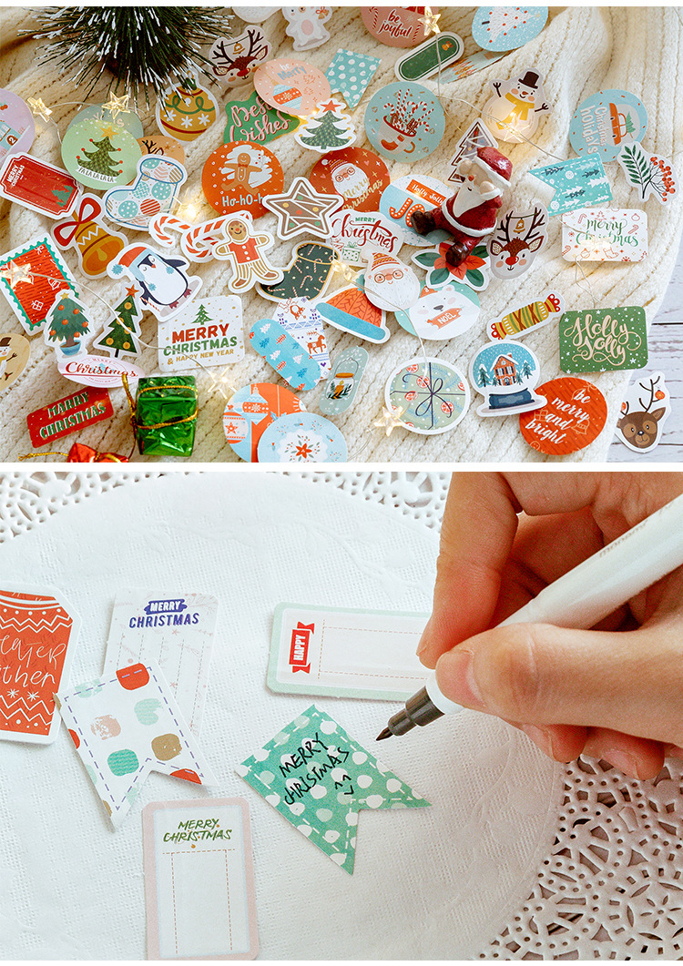 45 Pcs Kawaii Merry Christmas Stationery Stickers Set for Scrapbooking DIY Craft Mobile Diary Decoration