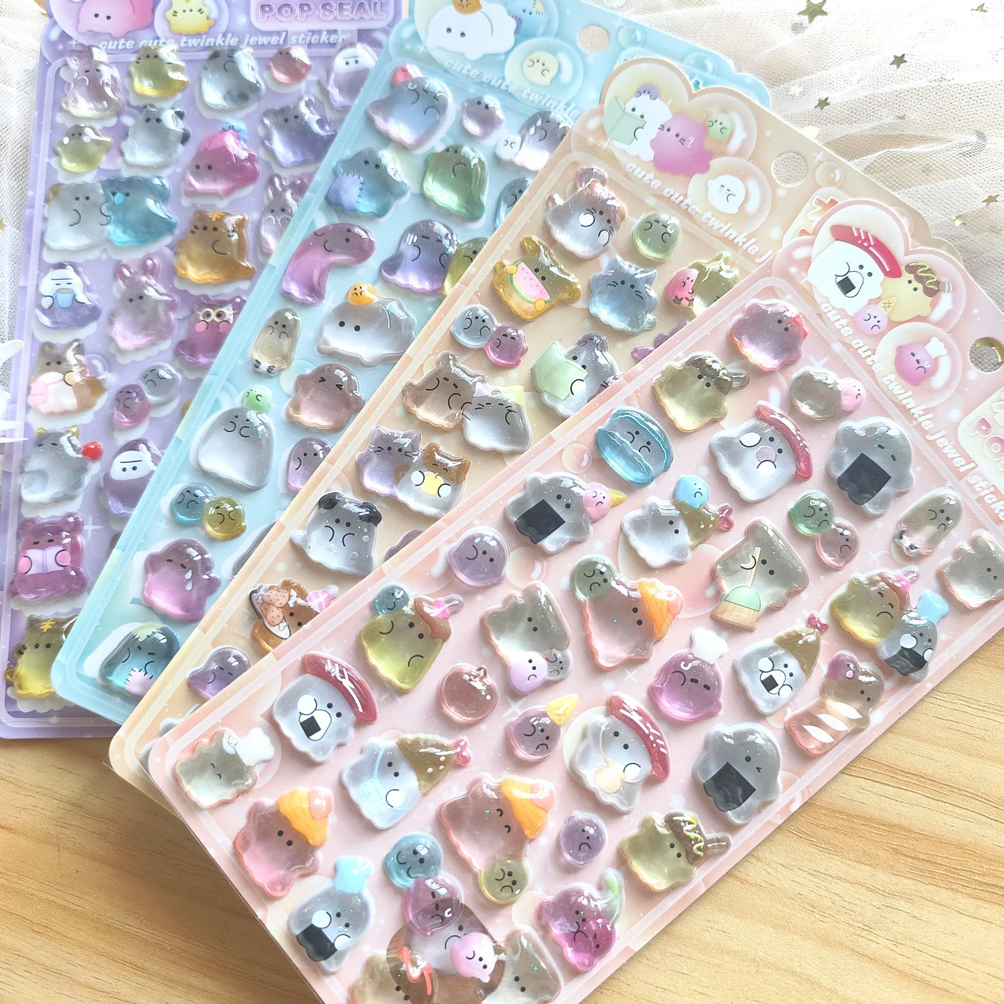 1 pc/4 pcs Japanese Style Ghost 3D Relief Stickers Scrapbooking Diy Journal Cute Stationery School Sticker