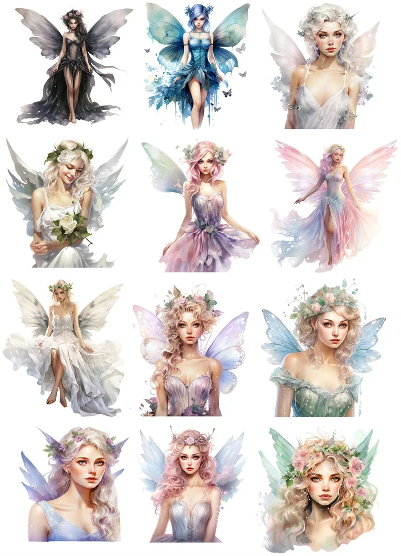 Stickers Watercolor Magic Forest Purple Elf Fairy Stickers DIY Scrapbook Diary  Project Decoration  Vintage Scrapbooking