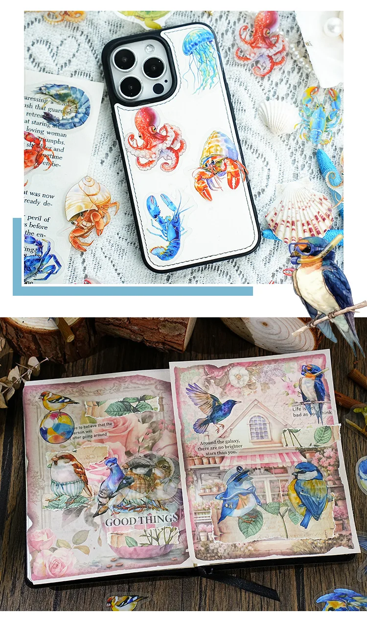 50pcs/1lot Kawaii Scrapbook Stickers Colorful World Junk Journal Gold Planner Stationery Sticker Planner Decorative