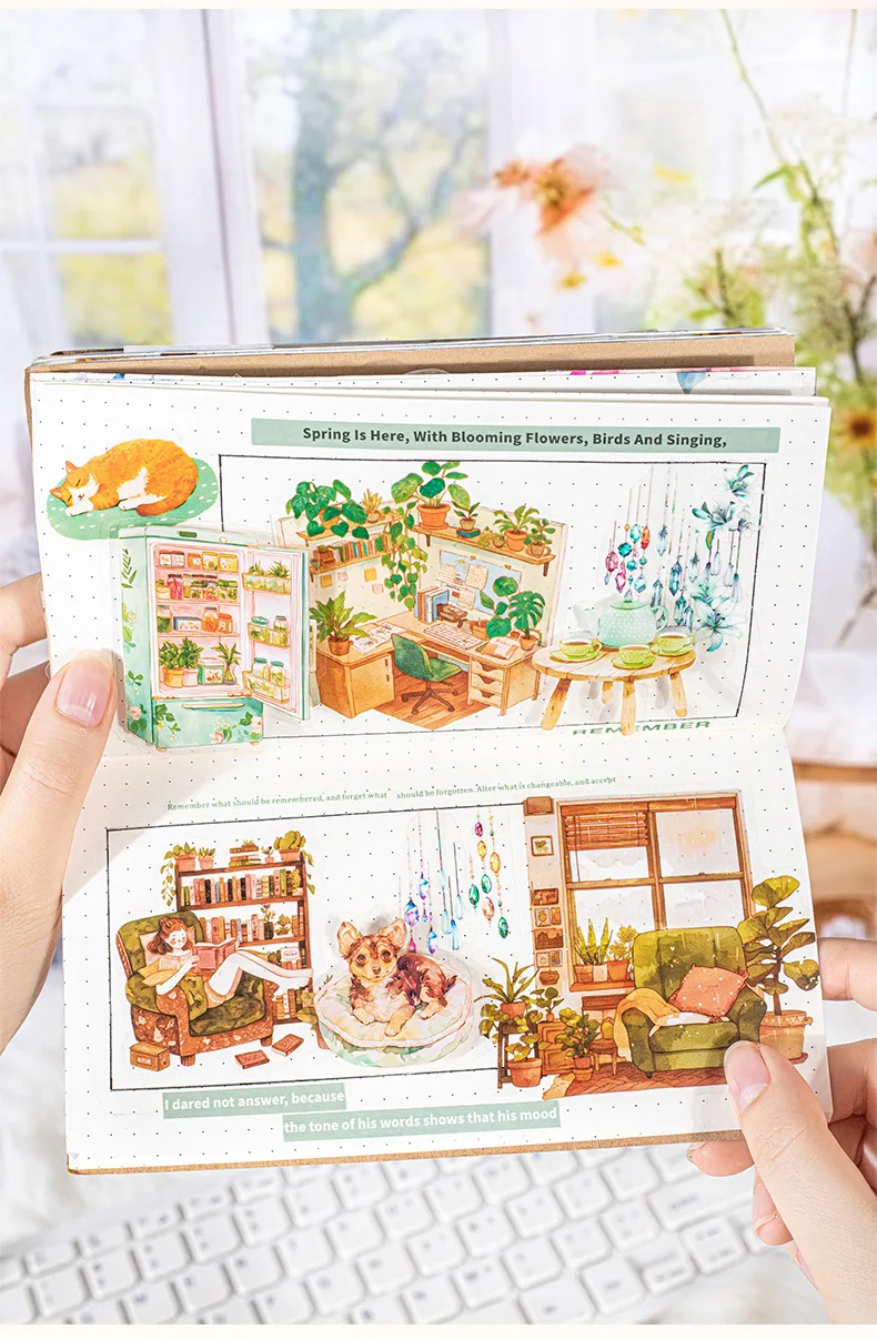 20pcs/1lot Kawaii Scrapbook Stickers barbaric growth Junk Journal Gold Planner Stationery Sticker Planner Decorative