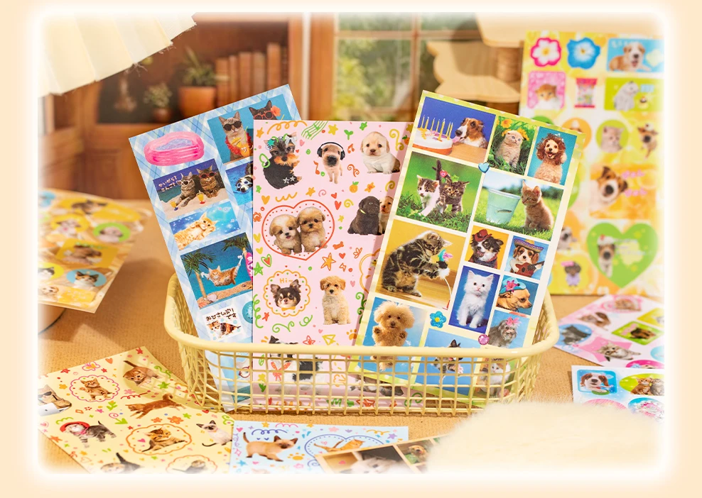 TIANZI 20pcs Kawaii Retro INS Die Cutting Stickers Book for DIY Scrapbook Diary Phone Case Creative Stationery Cute Retro Design