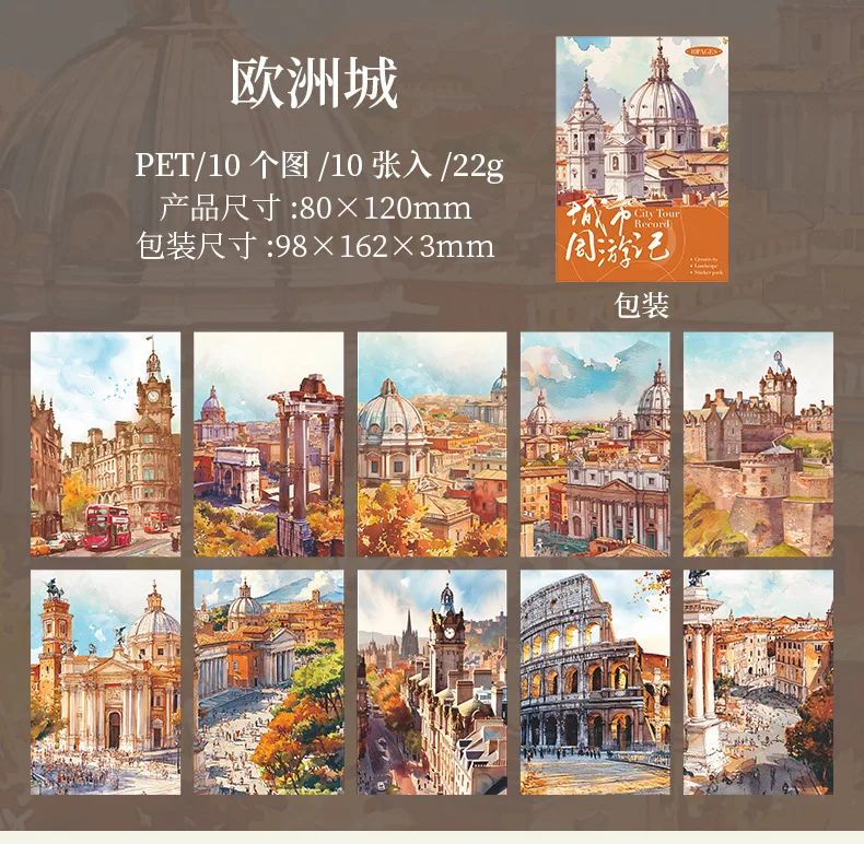 10pcs/1lot kawaii Stationery Sticker City Weekend junk journal Decorative Scrapbooking DIY Craft Sticker