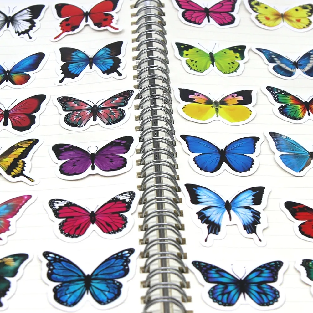 10/50/100pcs Butterfly Insect Cartoon Cute Decals Toy Stationery Guitar Phone Bicycle Laptop Luggage Car Graffiti Kids Sticker