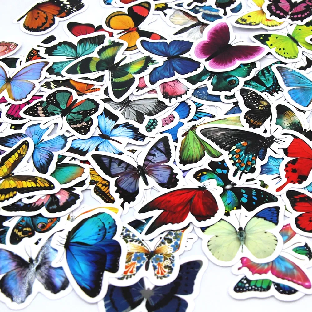10/50/100pcs Butterfly Insect Cartoon Cute Decals Toy Stationery Guitar Phone Bicycle Laptop Luggage Car Graffiti Kids Sticker