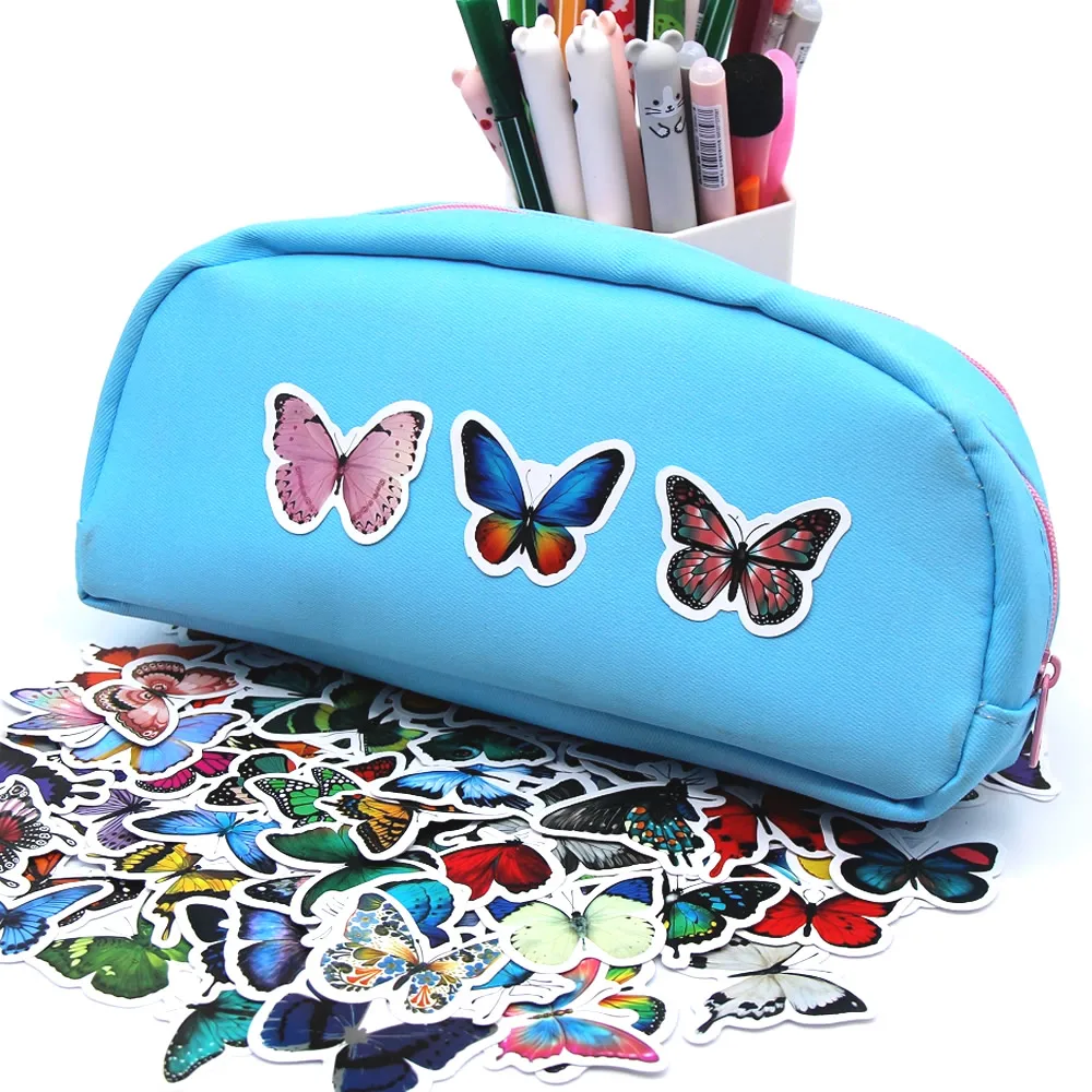 10/50/100pcs Butterfly Insect Cartoon Cute Decals Toy Stationery Guitar Phone Bicycle Laptop Luggage Car Graffiti Kids Sticker