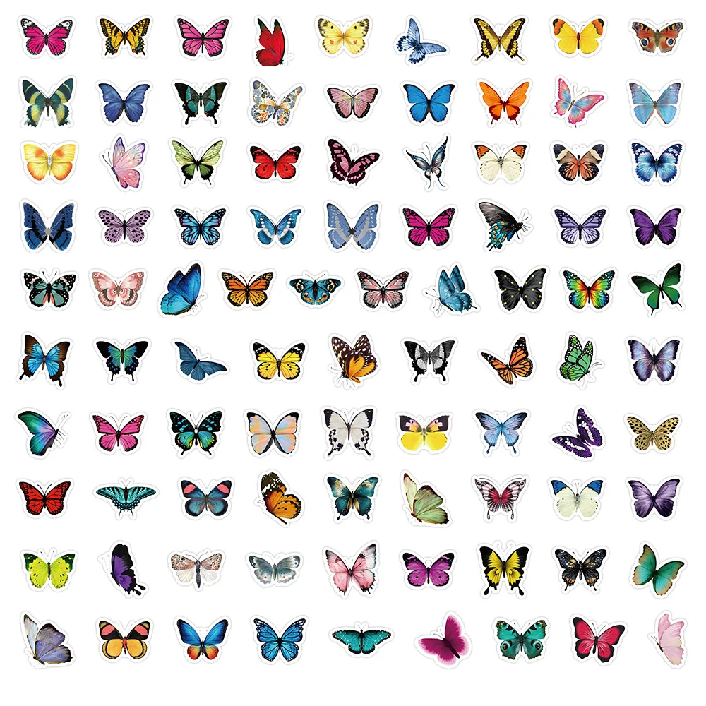 10/50/100pcs Butterfly Insect Cartoon Cute Decals Toy Stationery Guitar Phone Bicycle Laptop Luggage Car Graffiti Kids Sticker