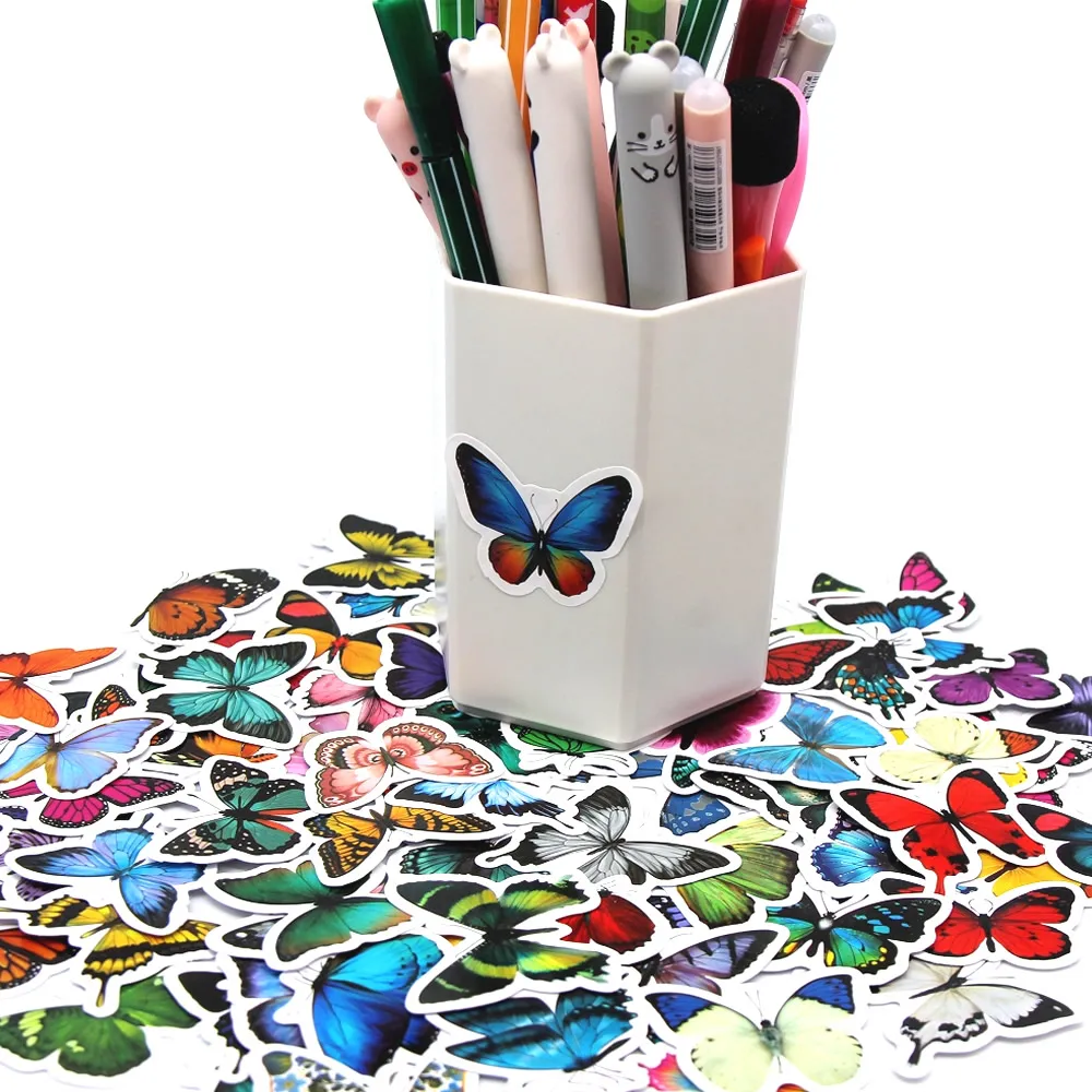 10/50/100pcs Butterfly Insect Cartoon Cute Decals Toy Stationery Guitar Phone Bicycle Laptop Luggage Car Graffiti Kids Sticker