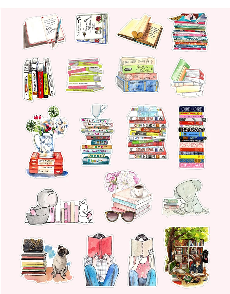 19PCS Girl Book Set Stickers Crafts and Scrapbooking Stickers Book Student Label Decorative Sticker Kids Toys
