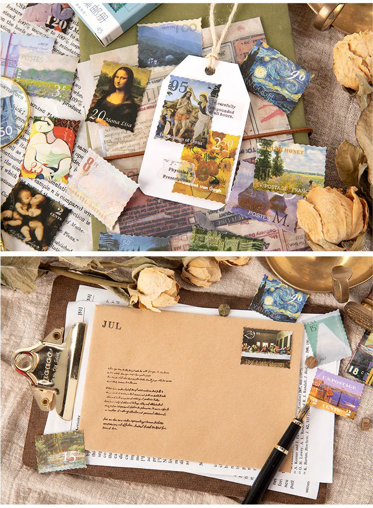 45 pcs/set World Famous Painting Collections Paper Stickers Scrapbooking Diy Journal Sealing Kawaii Sticker Cute Stationery Gift