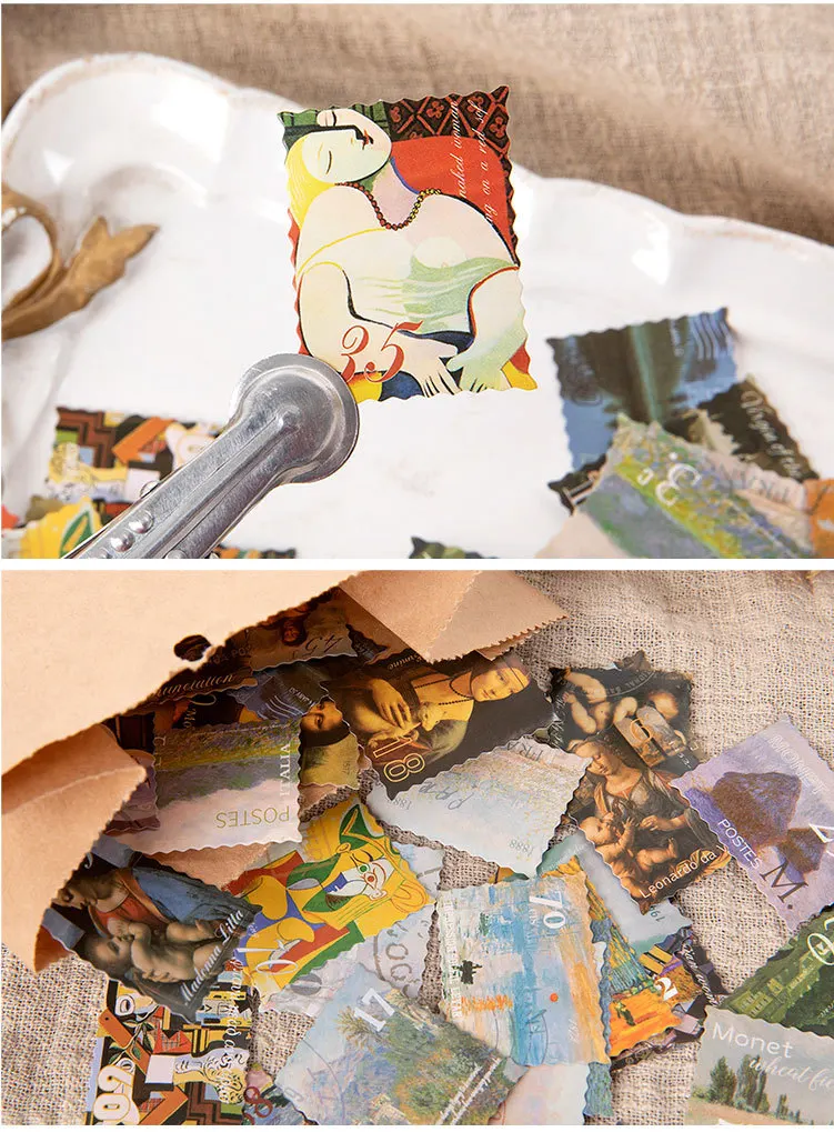 45 pcs/set World Famous Painting Collections Paper Stickers Scrapbooking Diy Journal Sealing Kawaii Sticker Cute Stationery Gift
