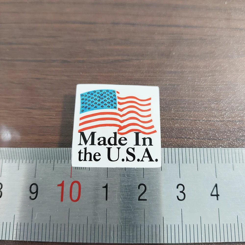 100pcs 25x25mm Made In the U.S.A Self-adhesive Paper Label Sticker With Gloss Lamination Products Origin Instruction Tag