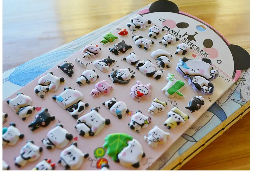 Kawaii 3D Puffy Panda Daily Life Stickers Scrapbooking Diy Journal Stationery Sticker Cute Deco Aesthetic Art Supplies