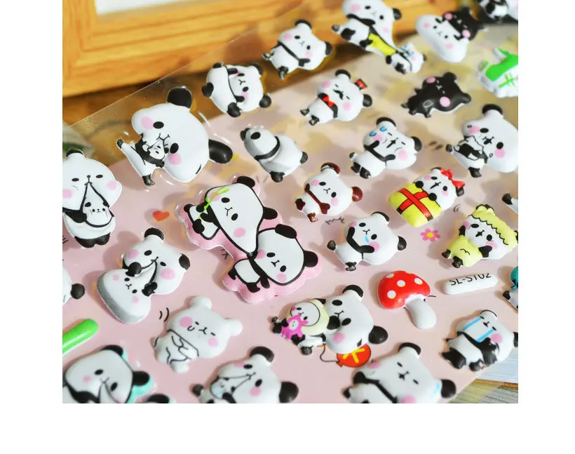 Kawaii 3D Puffy Panda Daily Life Stickers Scrapbooking Diy Journal Stationery Sticker Cute Deco Aesthetic Art Supplies
