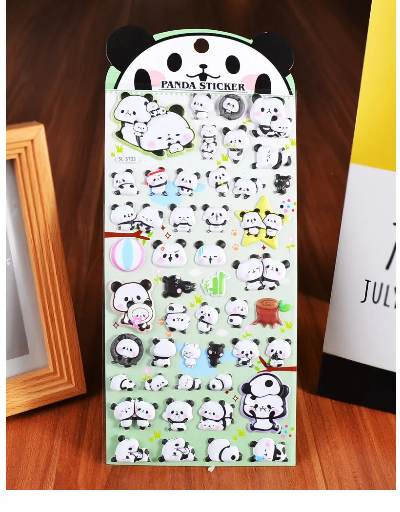 Kawaii 3D Puffy Panda Daily Life Stickers Scrapbooking Diy Journal Stationery Sticker Cute Deco Aesthetic Art Supplies
