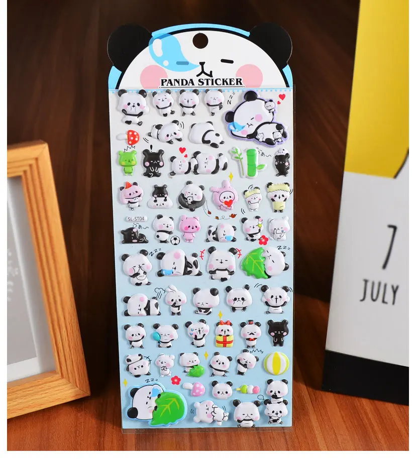 Kawaii 3D Puffy Panda Daily Life Stickers Scrapbooking Diy Journal Stationery Sticker Cute Deco Aesthetic Art Supplies