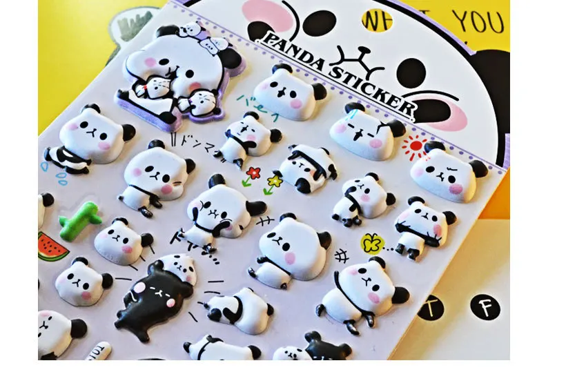 Kawaii 3D Puffy Panda Daily Life Stickers Scrapbooking Diy Journal Stationery Sticker Cute Deco Aesthetic Art Supplies